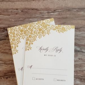 54 Eggplant/Purple Floral Garden Foil- Pressed RSVP Cards By July 12 from Minted